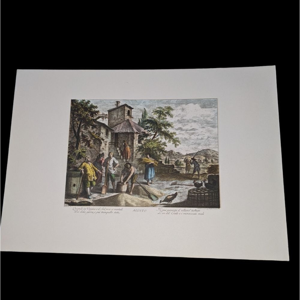 Giuseppe Zocchi vintage lithograph print Agosto‎